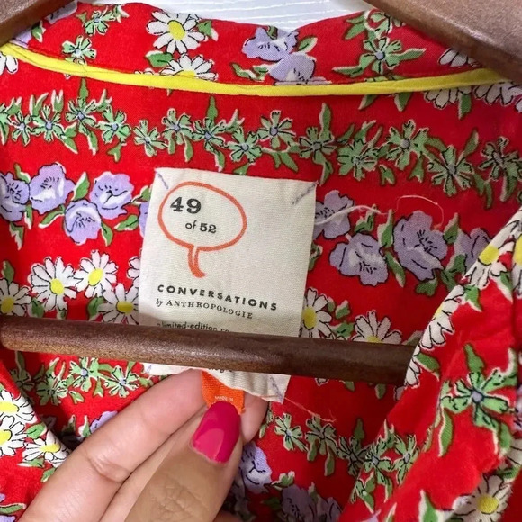 ANTHROPOLOGIE 49 of 52 Conversations XS Colloquial Button Down Daisy - Picture 5 of 9